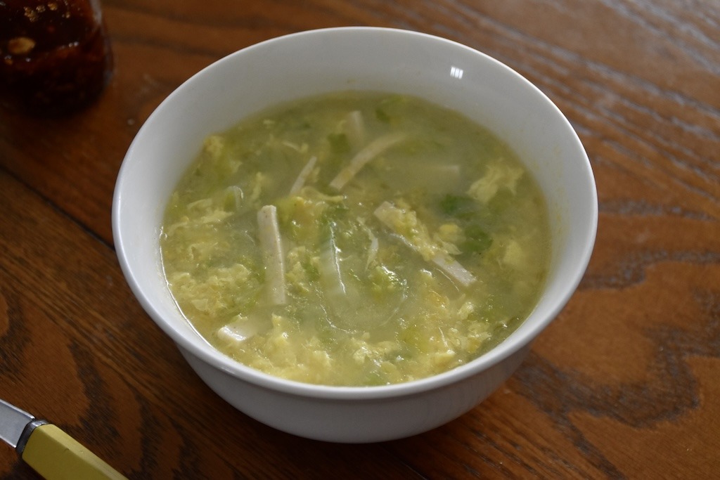 Corn and Napa Cabbage Egg Drop Soup