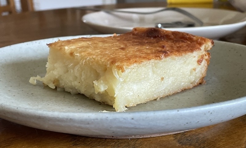 A slice of cassava cake.