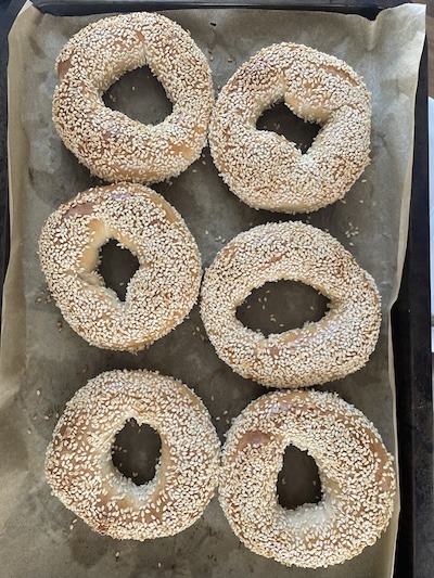 baked sesame seeds bagels.