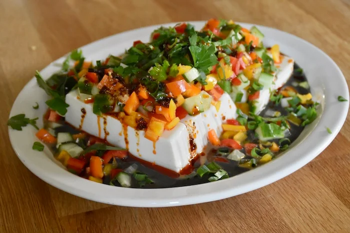 Silken Tofu Salad with Black Sesame Sauce