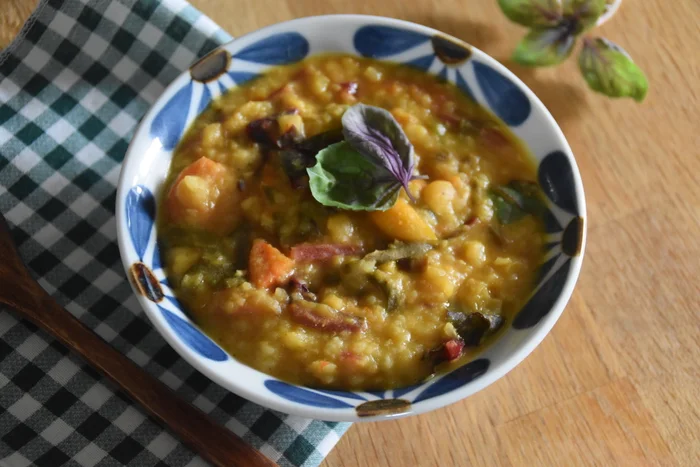 Rainbow Chard Instant Pot Veggie Dal (Yellow Split Peas)