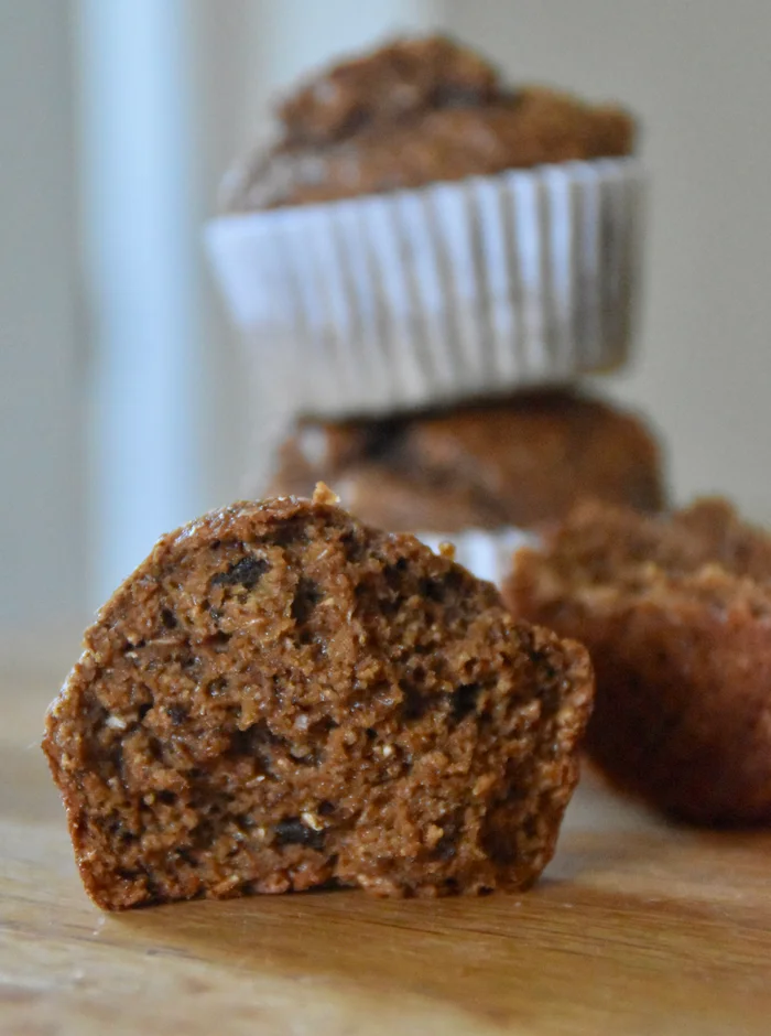 Blender Bran Prune Muffins (Oat-based, Oil-free, High-fibre)