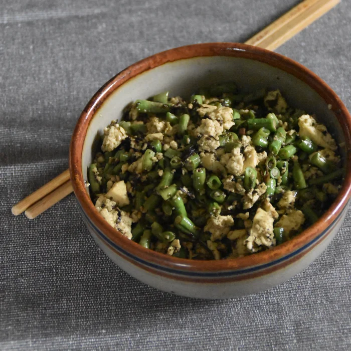 Chinese Olive Vegetable, Yard Long Beans and Tofu